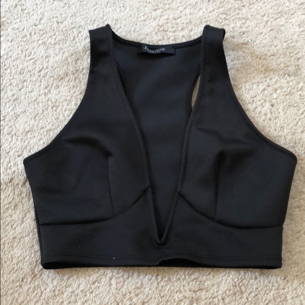 Black low cut crop top